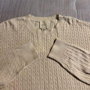 Calvin Klein Cotton Cream Cable-Knit Crew Sweater Sz XL NEW!